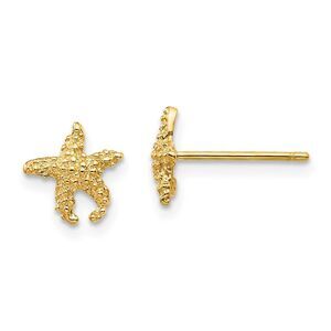 8mm Textured Starfish Post Earrings in 14k Yellow Gold